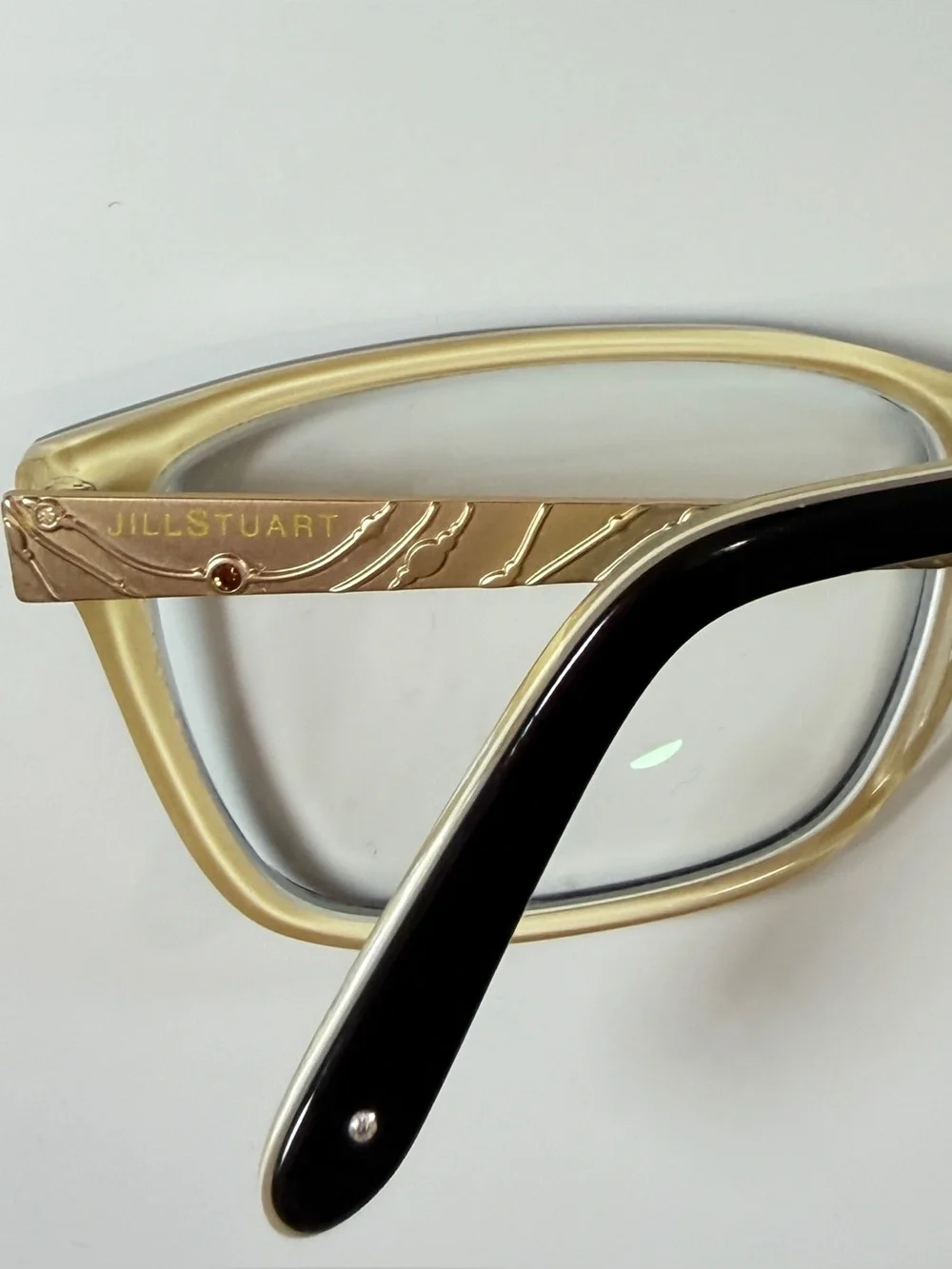 Jill Stuart JS 320-2 Black Gold Floral Engraved Eyeglasses Frames 53-14-135